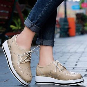 Oxfords Shoe Platform Lace-Up-Apricot